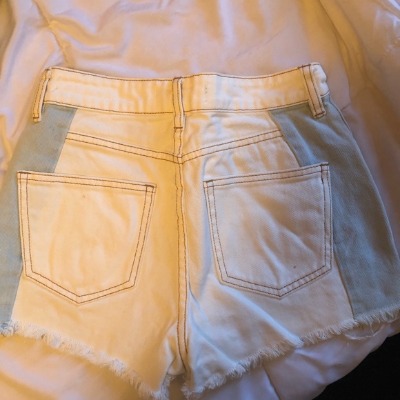 White/Gray Denim Shorts - Picture 2 of 2